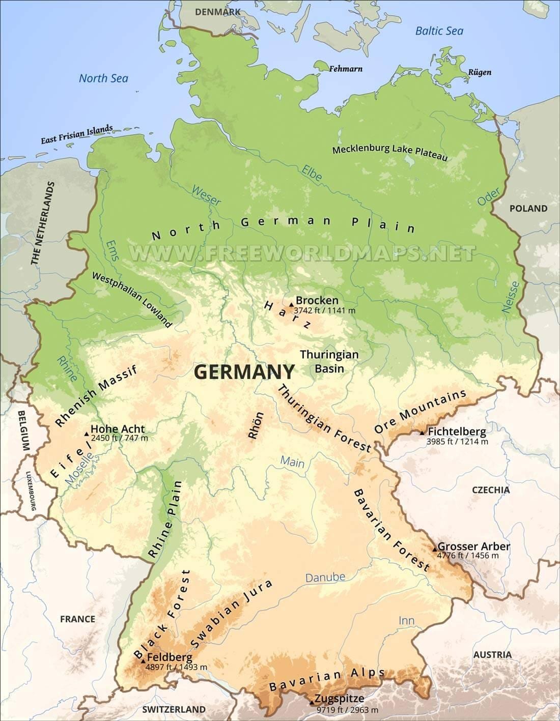 geografische kaart van Duitsland
