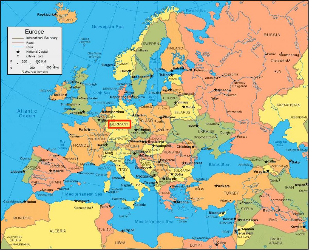 kaart van Duitsland en europa