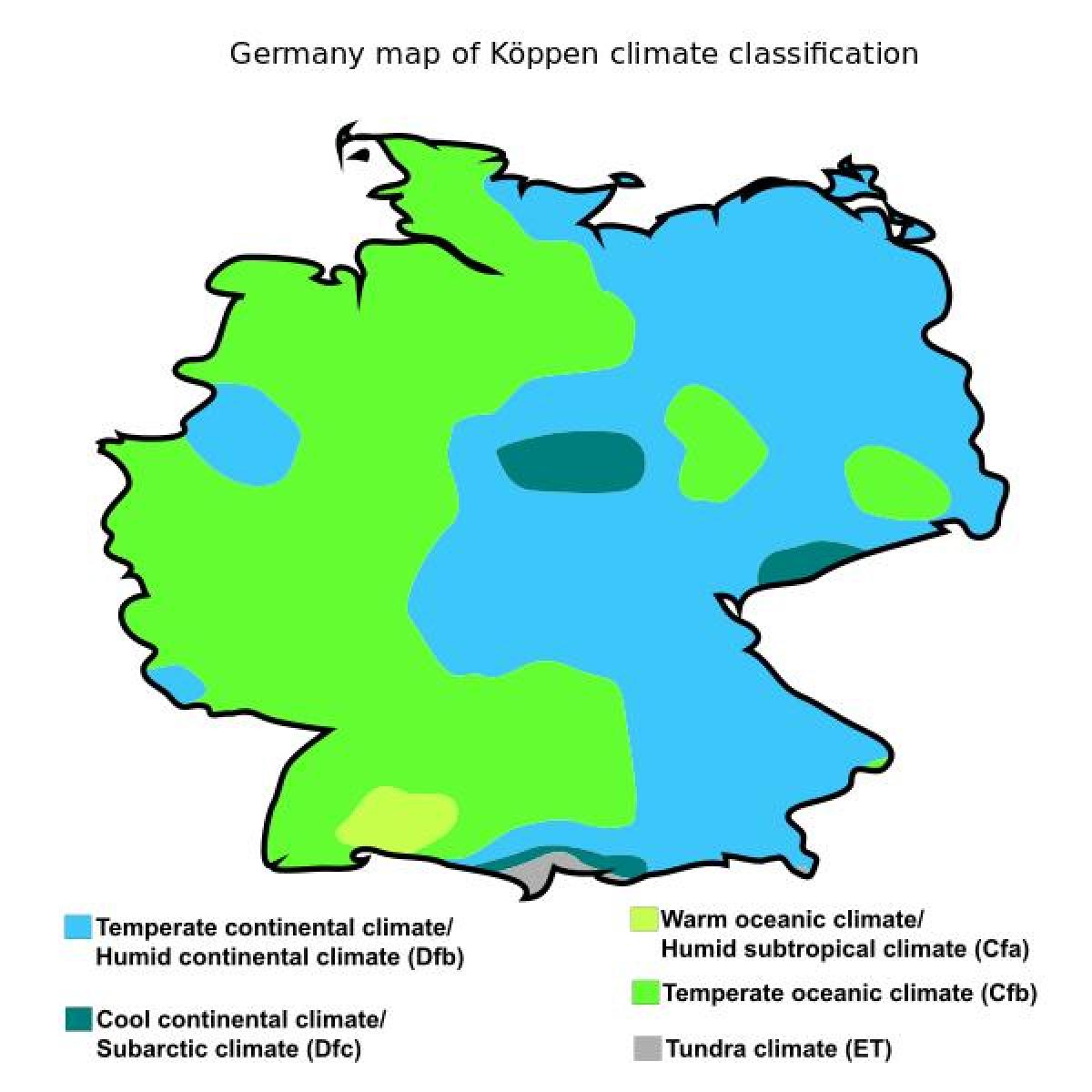 Duitsland klimaat, kaart Kaart van de duitse klimaat (WestEuropa