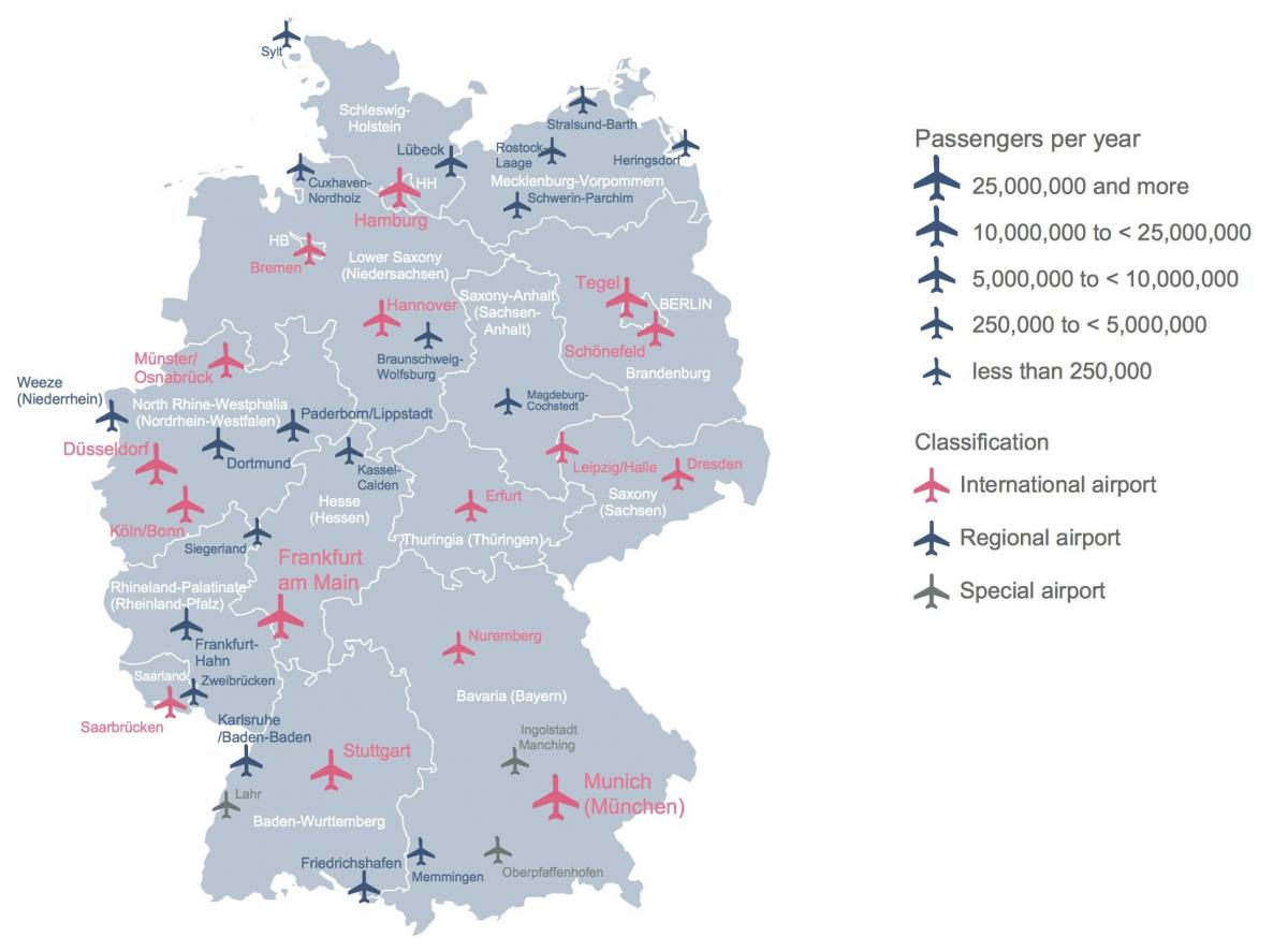 kaart van Duitsland tonen luchthavens