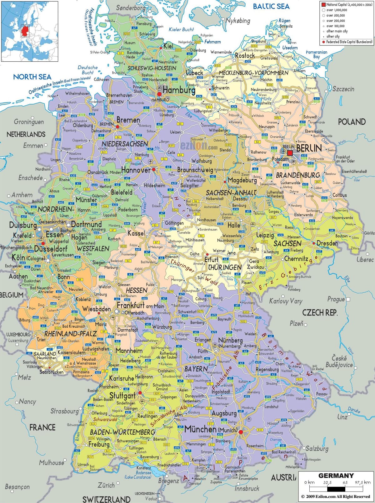 kaart steden in Duitsland