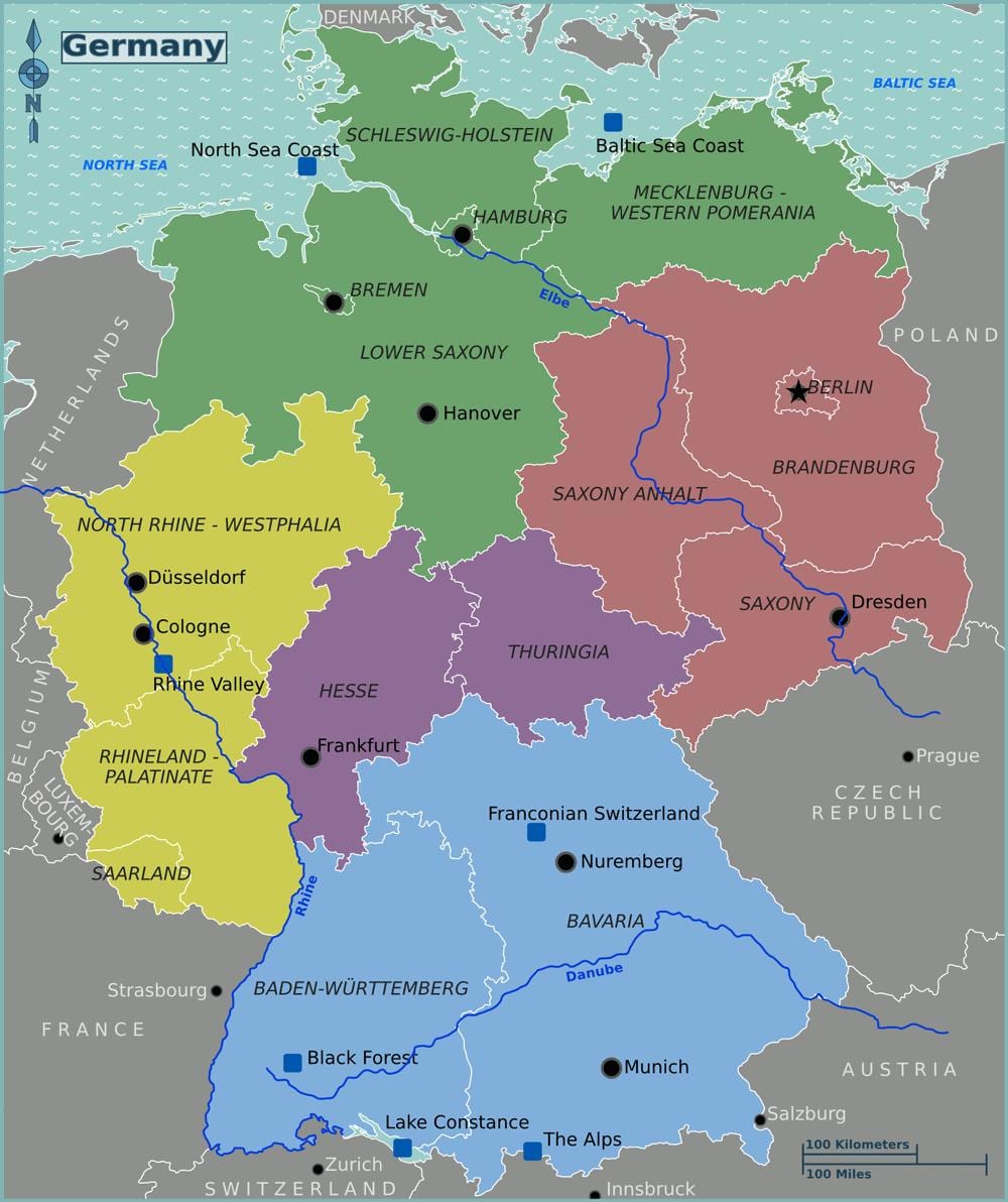 Duitsland op een kaart