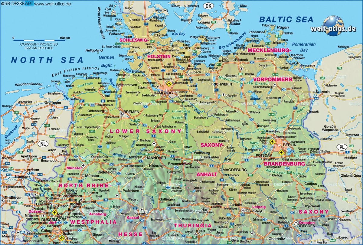 kaart van noord-Duitsland