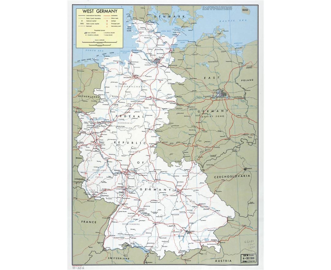 kaart van west-Duitsland met de steden