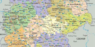 Wegenkaart van Duitsland met de steden en gemeenten