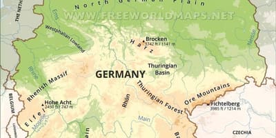 Topografische kaart van Duitsland